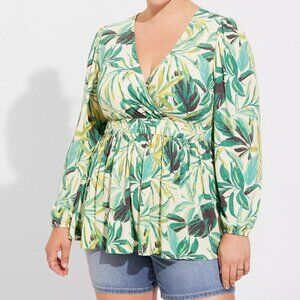 Textured Knit Corset Smocked Puff Sleeve Peplum Top Pristine Size 6X (30/32)